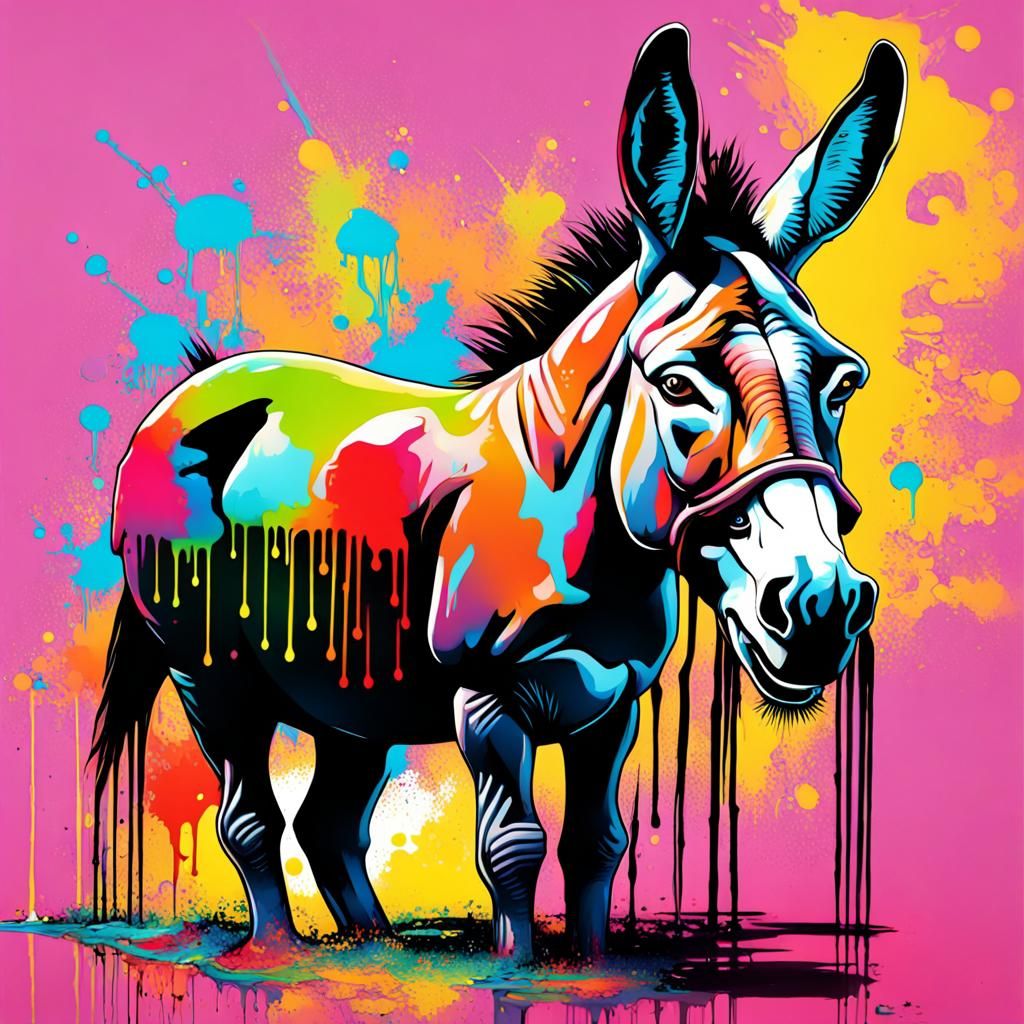 Rich Donkey in Graffiti Splash Art Style
