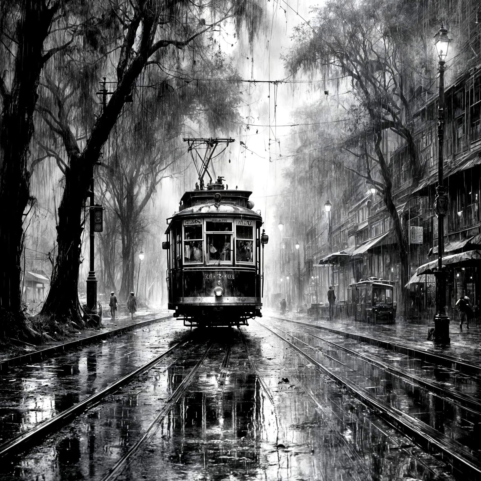 Black and white tram 2 <lora:Fluidity:1.0> <lora:Grunge-Post...