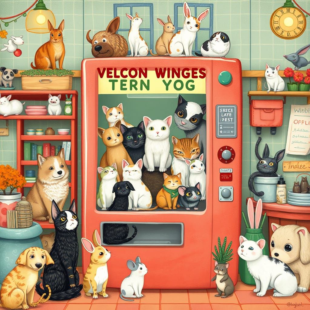 Colorful Animal Shop With Vending Machine