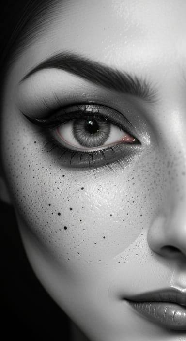 Elegant Monochrome Portrait of a Woman's Intense Gaze