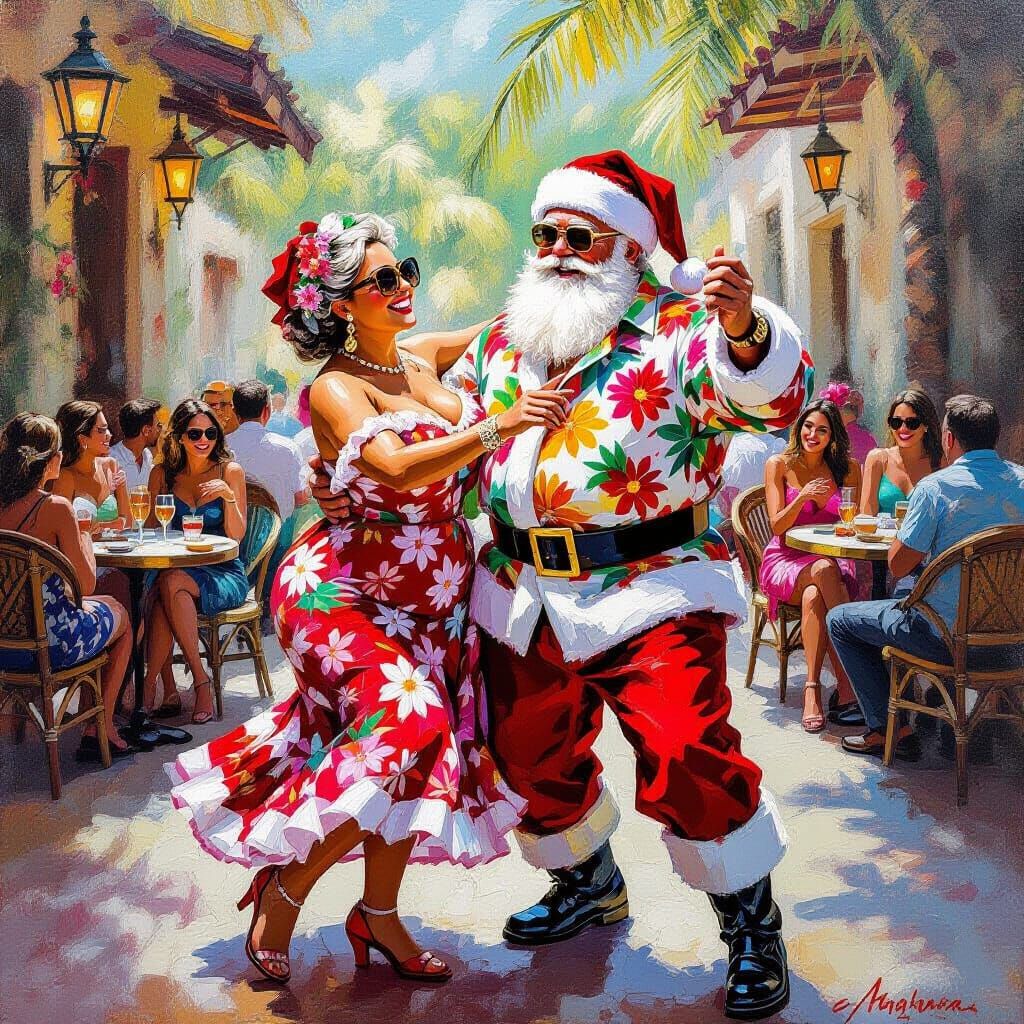 Santa and Mrs. Claus Salsa Dancing in Puerto Rico
