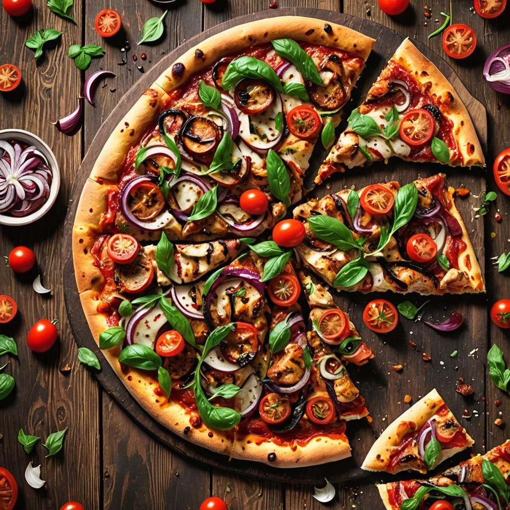 Freshly Baked Pizza with Grilled Chicken