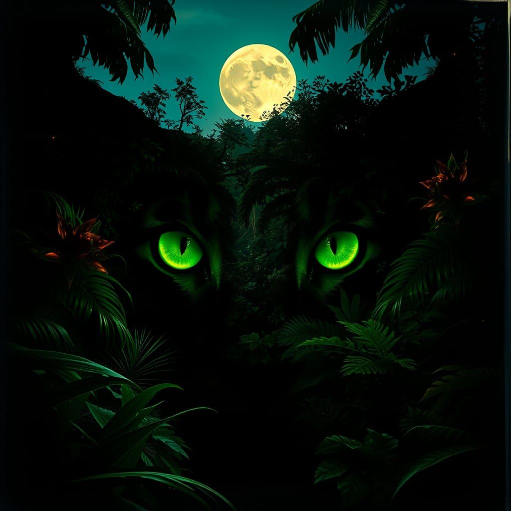 Ethereal Jungle with Ancient Green Eyes