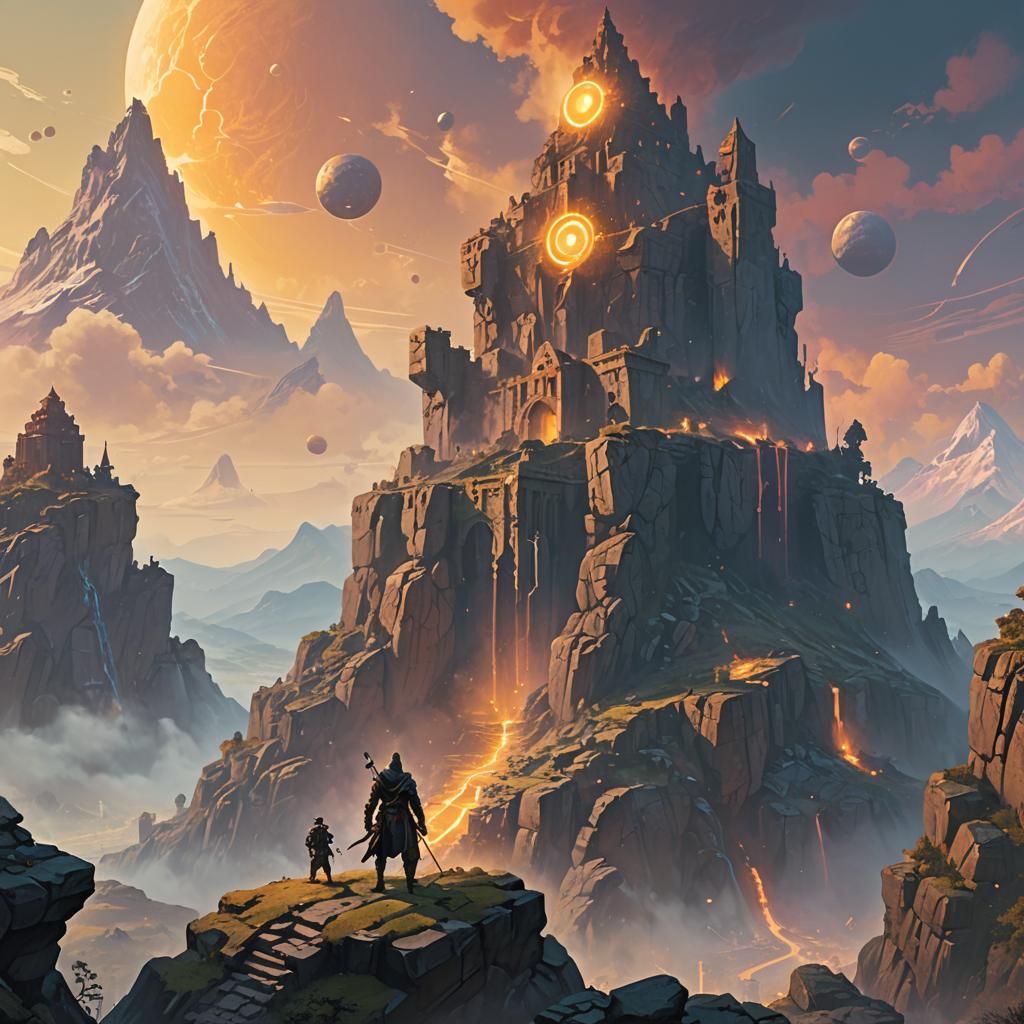 Mythical Warrior on Mystical Mountain: Digital Concept Art