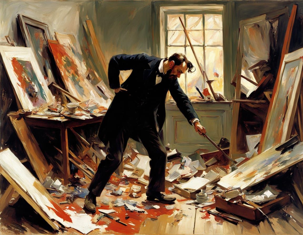 Self Portrait in Anger: Sargent Destroys Studio