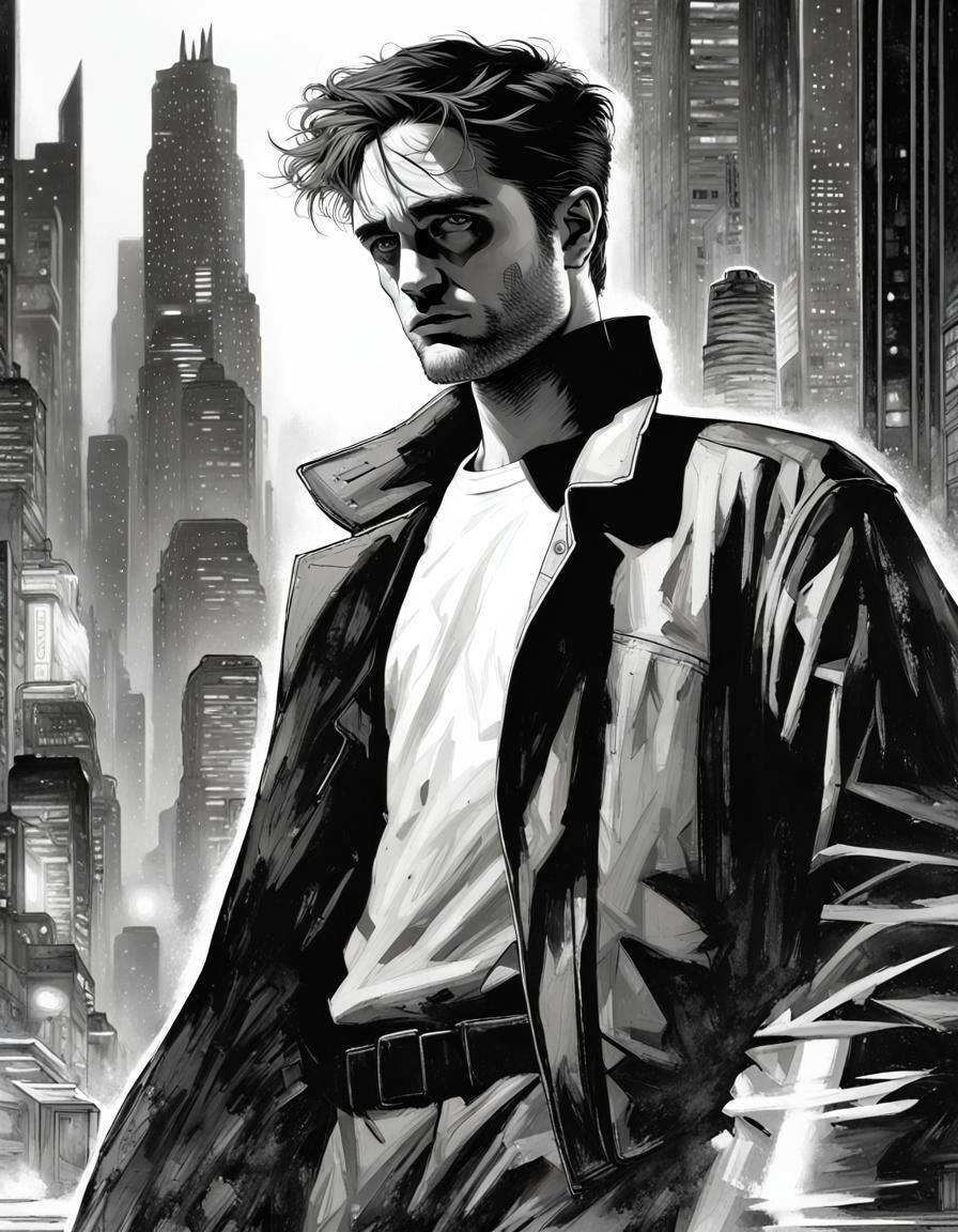 Cyberpunk Detective in Gritty Future City Noir