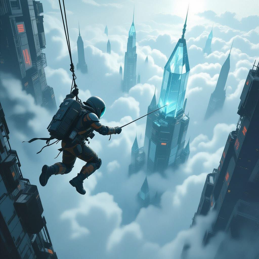 Scavenger Navigates Crystal Spires in Surreal Industrial Wor...