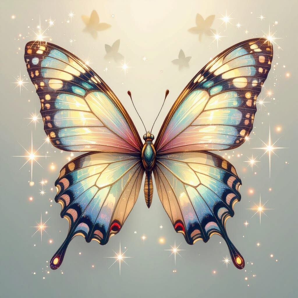 Iridescent Butterfly with Shimmering Sparkles