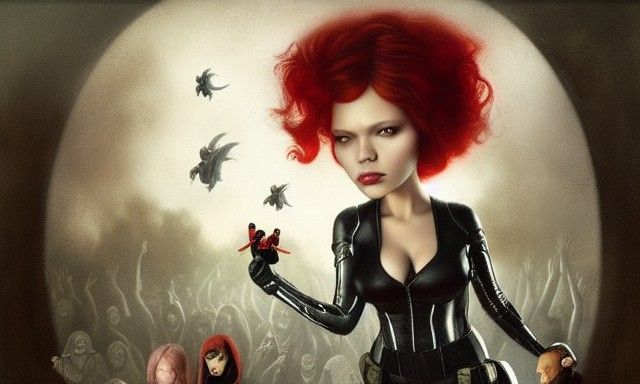 Black Widow Overpaint: Bosch Style Action Scene