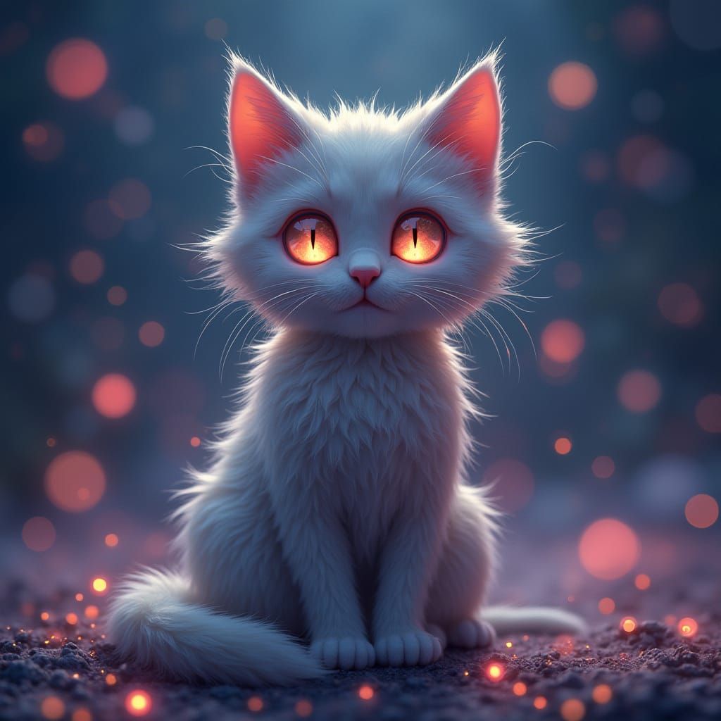 Cat in Dreamlike Environment, Digital Art