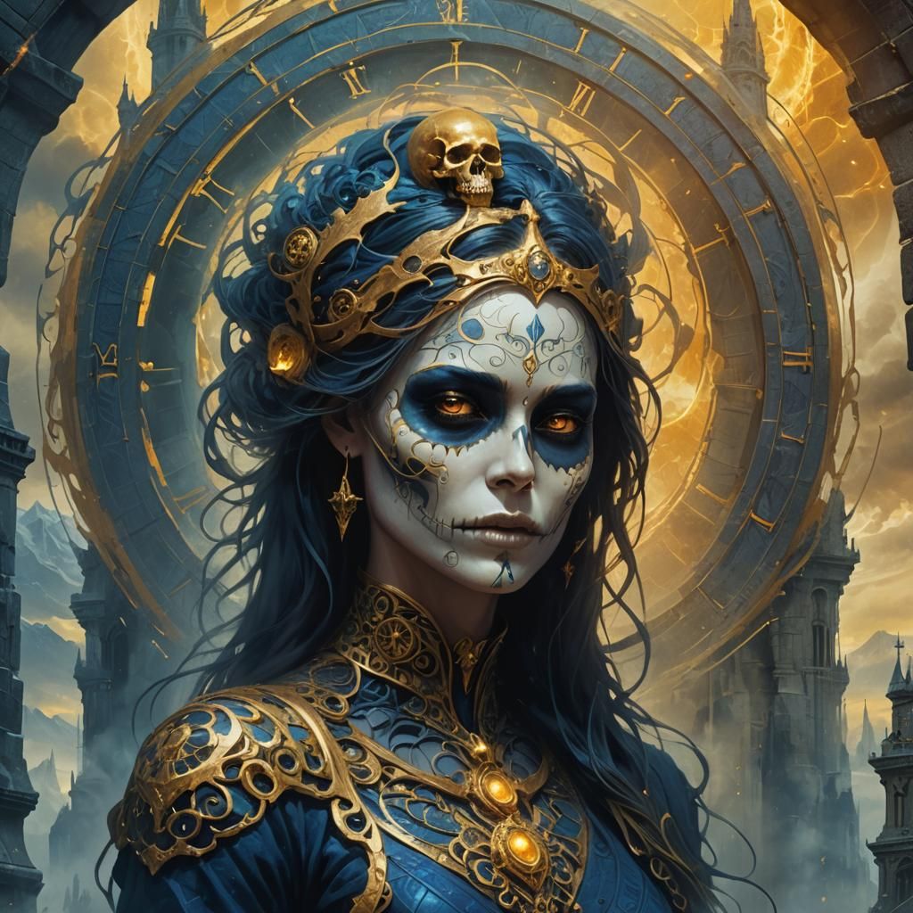Skull Woman at Time Tower: Fantasy Concept Art
