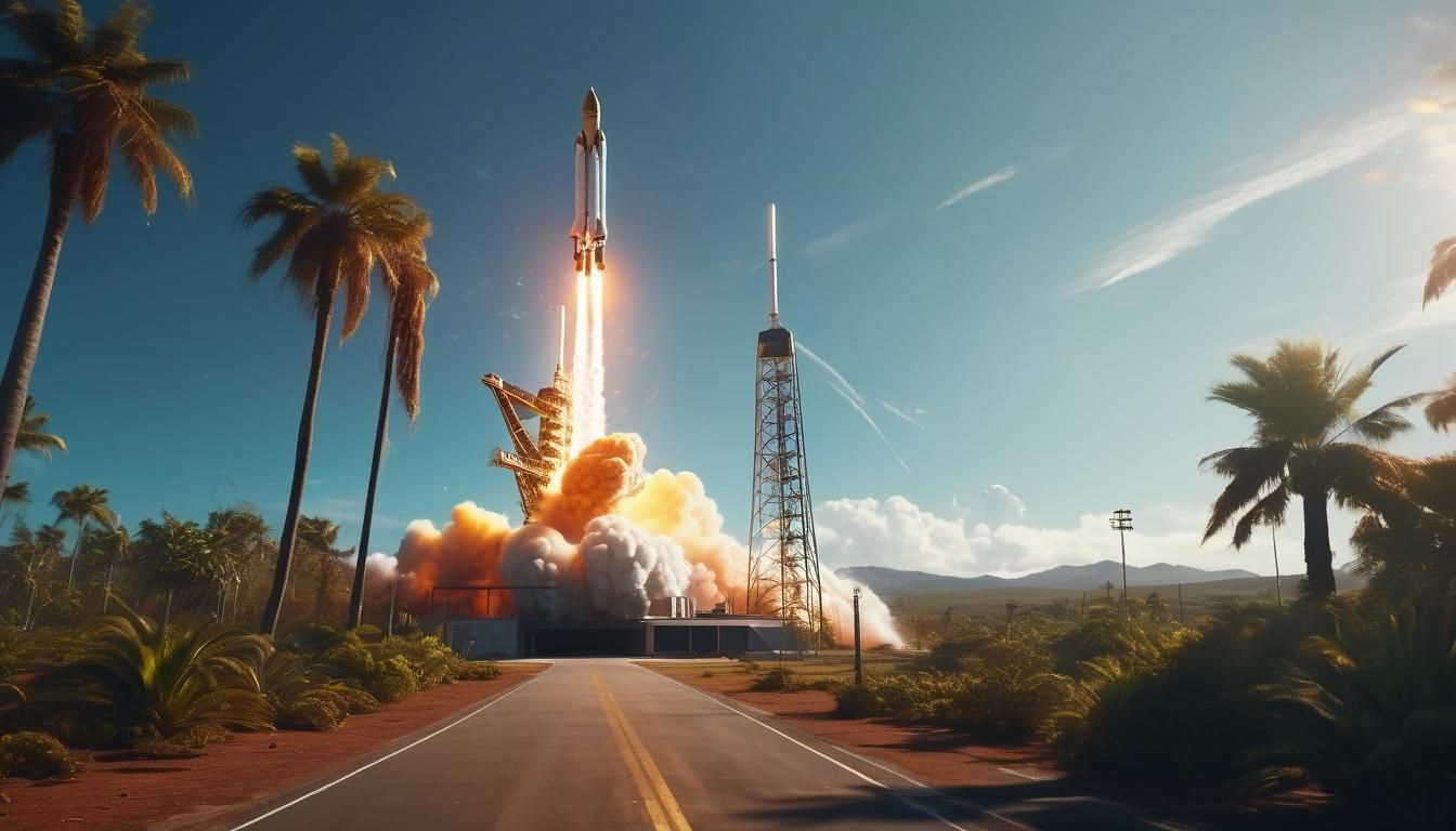Space X Rocket Launch in Digital Art Style