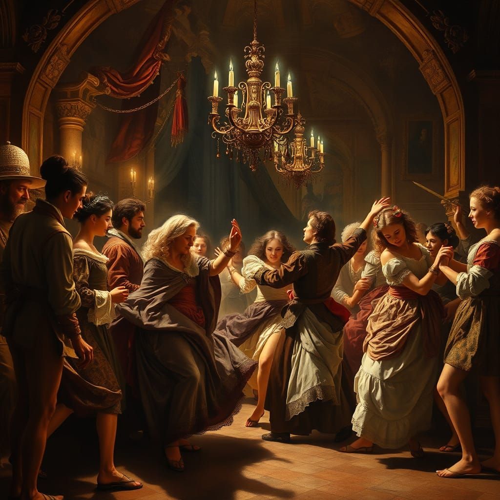 Medieval Dancing Party in Baroque Style