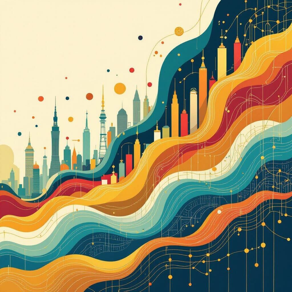 India's Economic Metamorphosis: Vibrant Abstract Data Art
