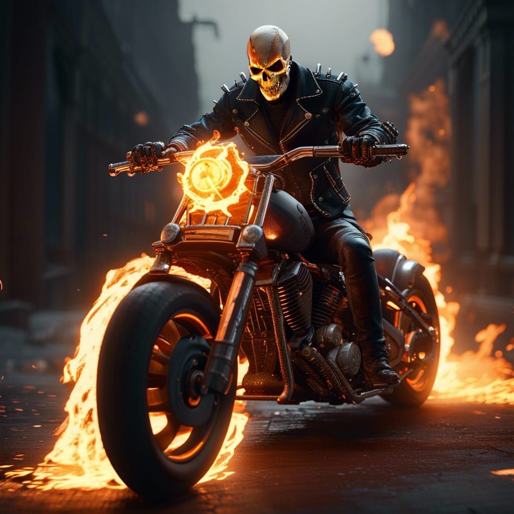 Ghost Rider in 3D Game Cinematic Style