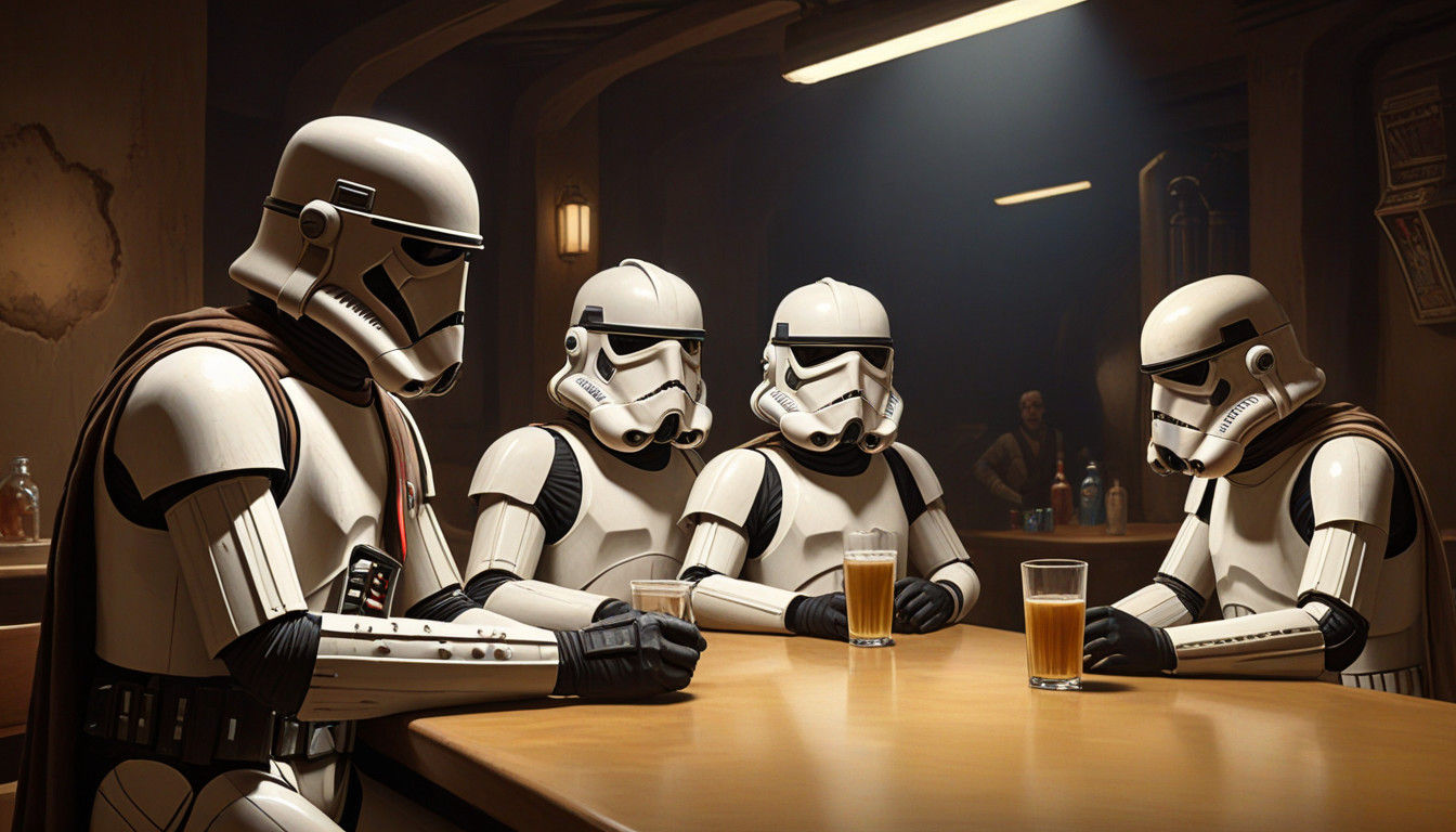 Gritty Star Wars Cantina Scene in Pop Art Style