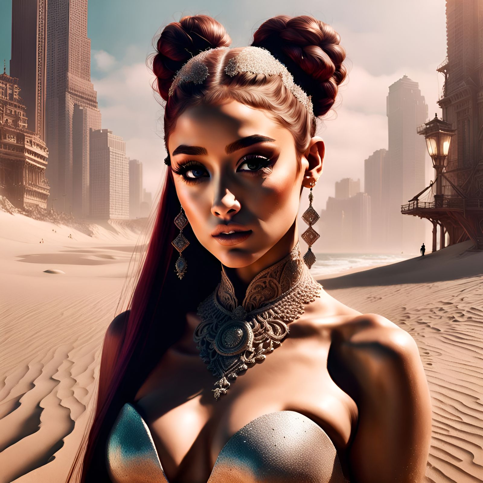 Sand Portrait of a Gorgeous Woman, Digital Art