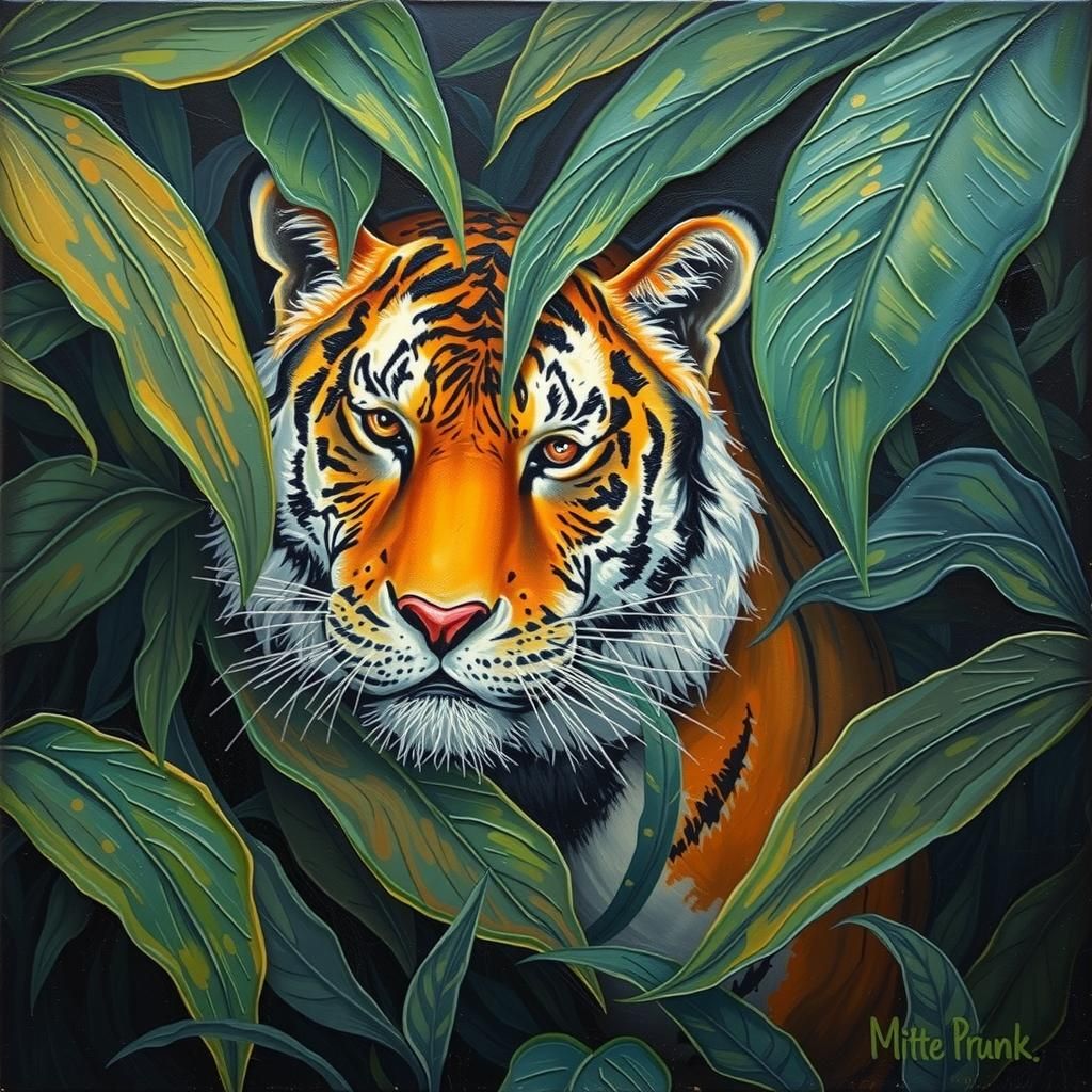 Tiger in Jungle: Impasto Painting