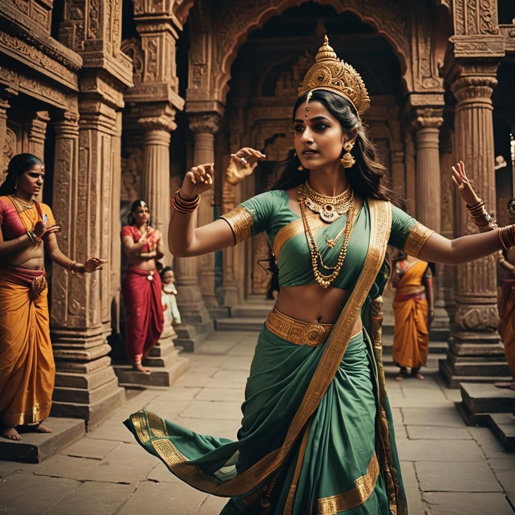 Hyperrealistic Portrait of an Indian Woman Dancing