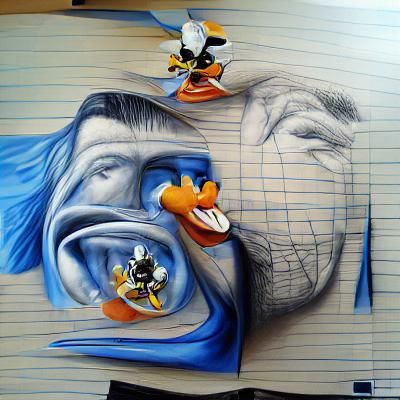 Hyperrealistic Goofy and Donald Duck Image