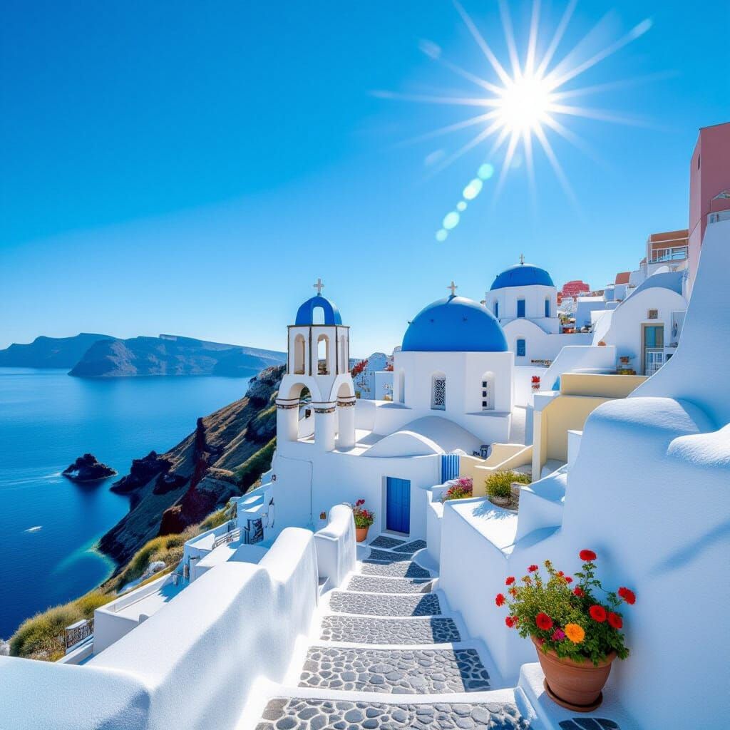 Santorini's Oia Village: A Panoramic Vista