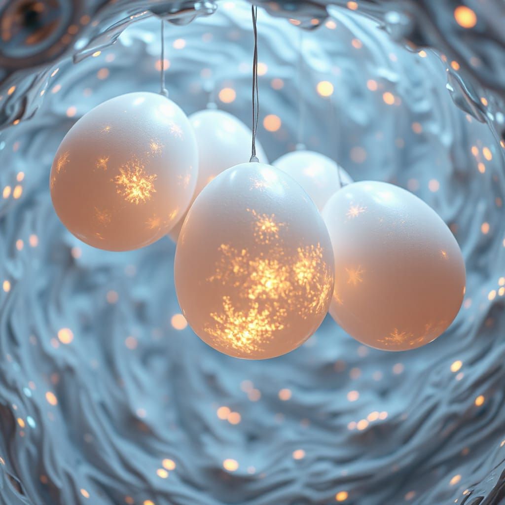 Surreal Fractal Vortex with Glowing OlympEggs in Cyberpunk A...