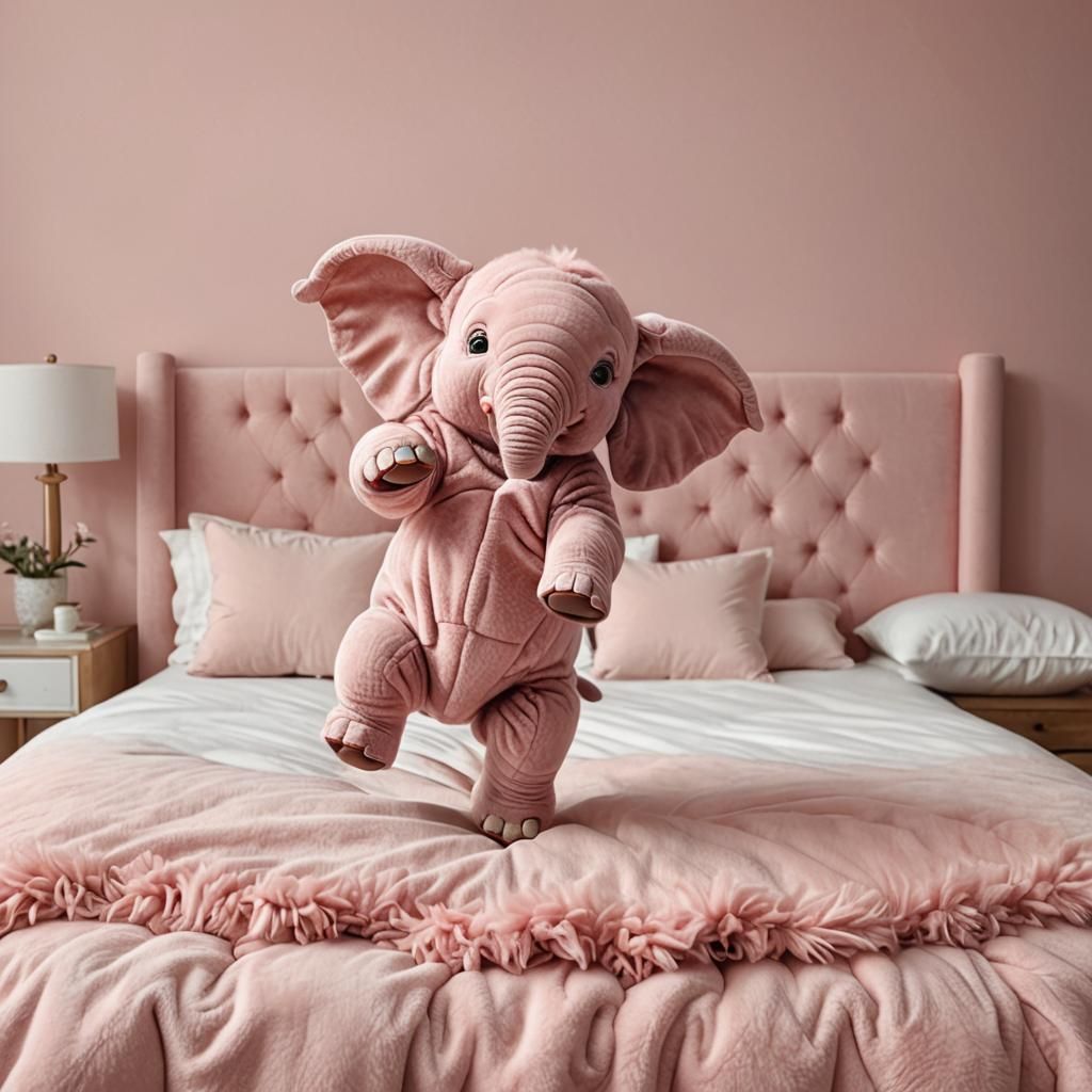 Pink Baby Elephant's Bedtime Jump