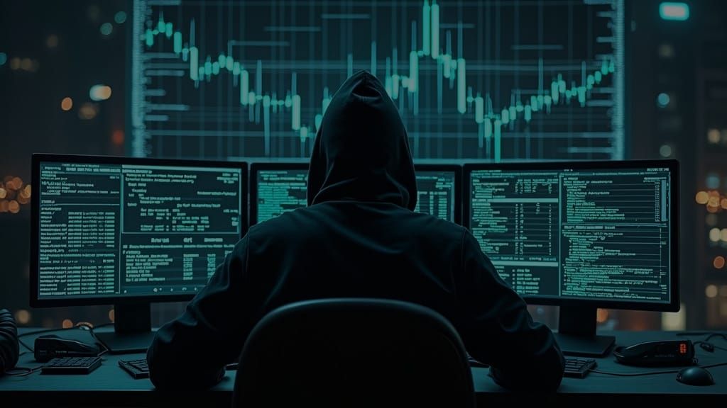 Dark Crypto Financial Chart in Matrix Style