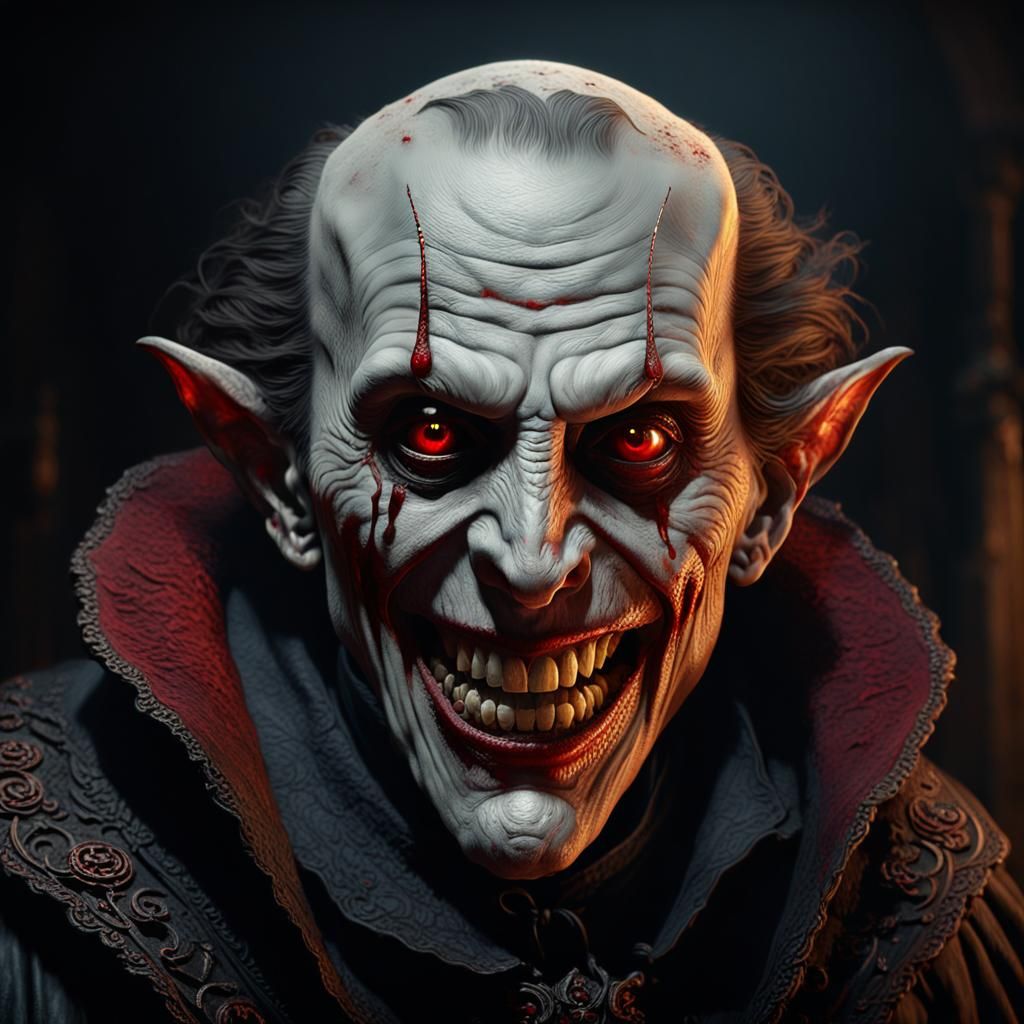 Terrifying Vampire Smiles: Rembrandt-Style Horror Portrait