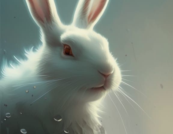 Hyperdetailed Snow Rabbit in Dark Fantasy Style