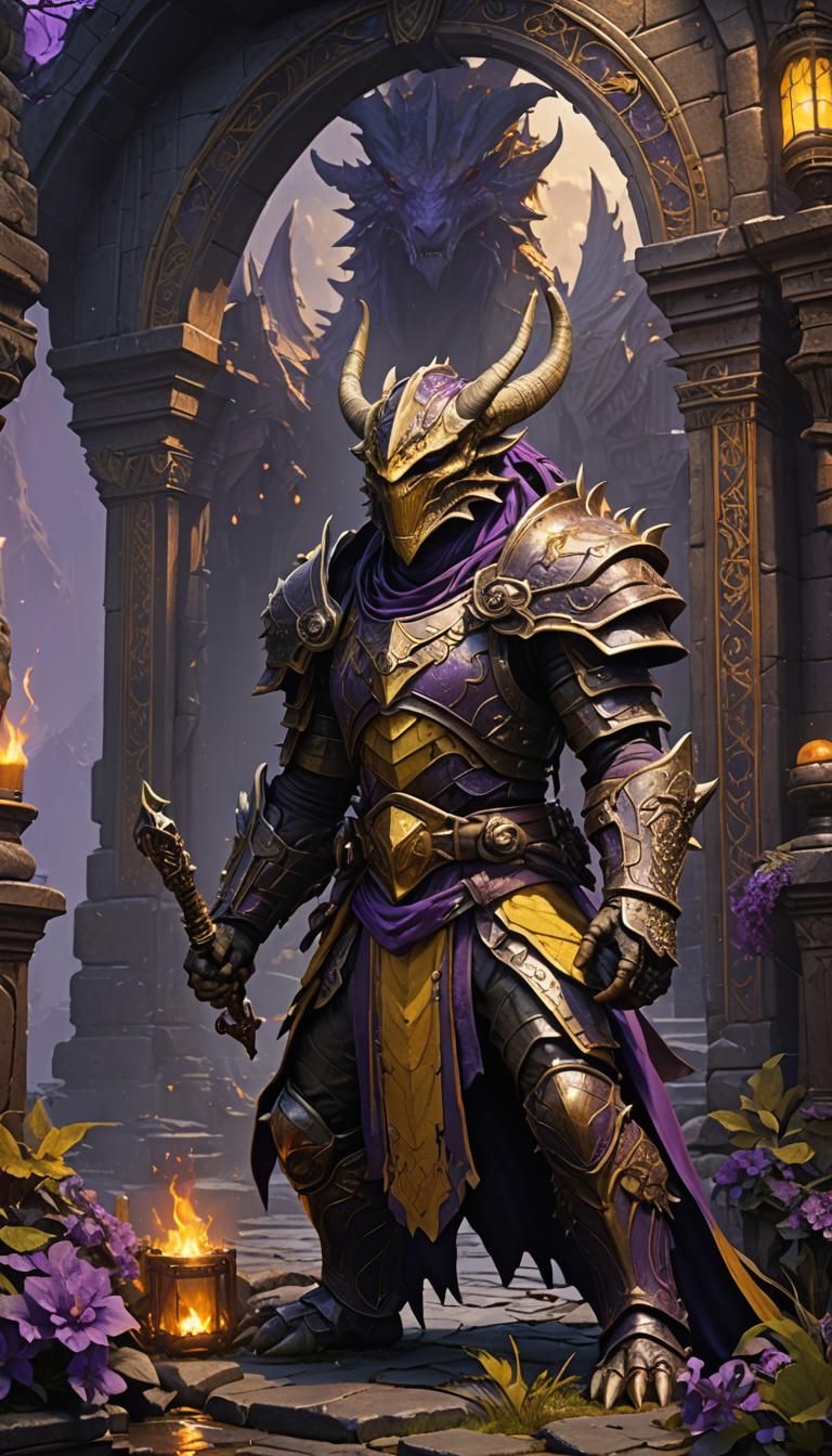 Detailed Dragonborn in Dark Fantasy Style