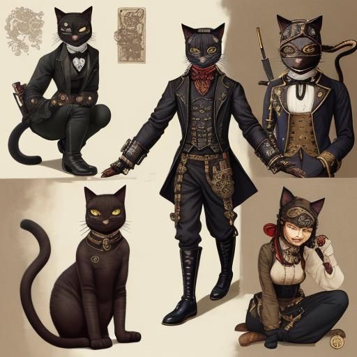 Steampunk Cat Ninja in Victorian Setting