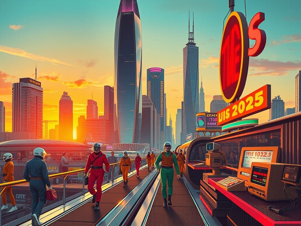 Retro-Futuristic Cityscape from a 1950s Perspective