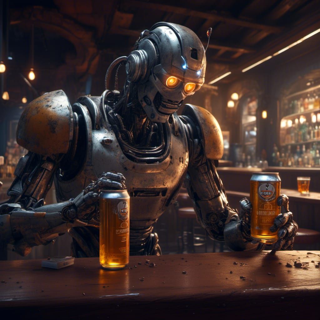 Robot Man Drinks Oil: 3D Game Cinematic