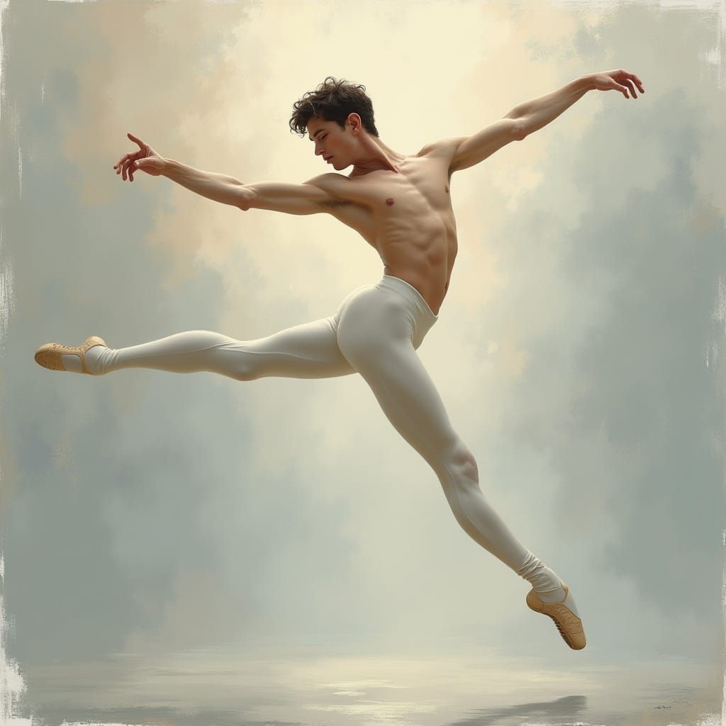 Ethereal Male Ballet Dancer in Impressionist Style