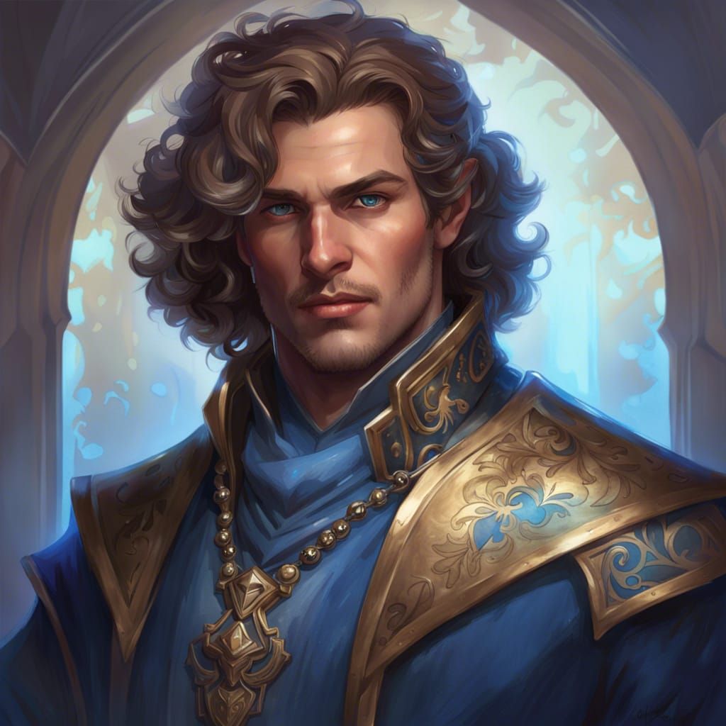 Romantic Bard Portrait in Art Nouveau Style