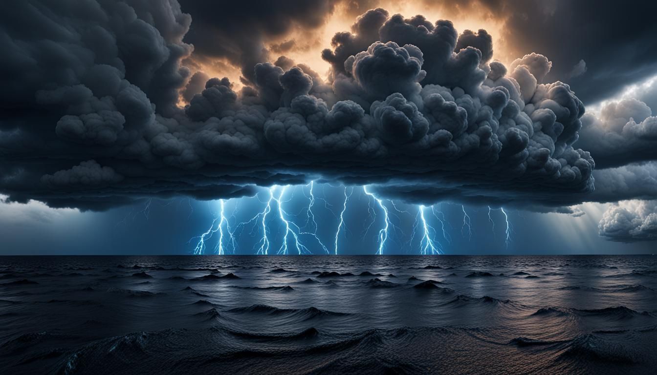 Giant Bioluminescent Thunderstorm in Hyperrealistic 3D
