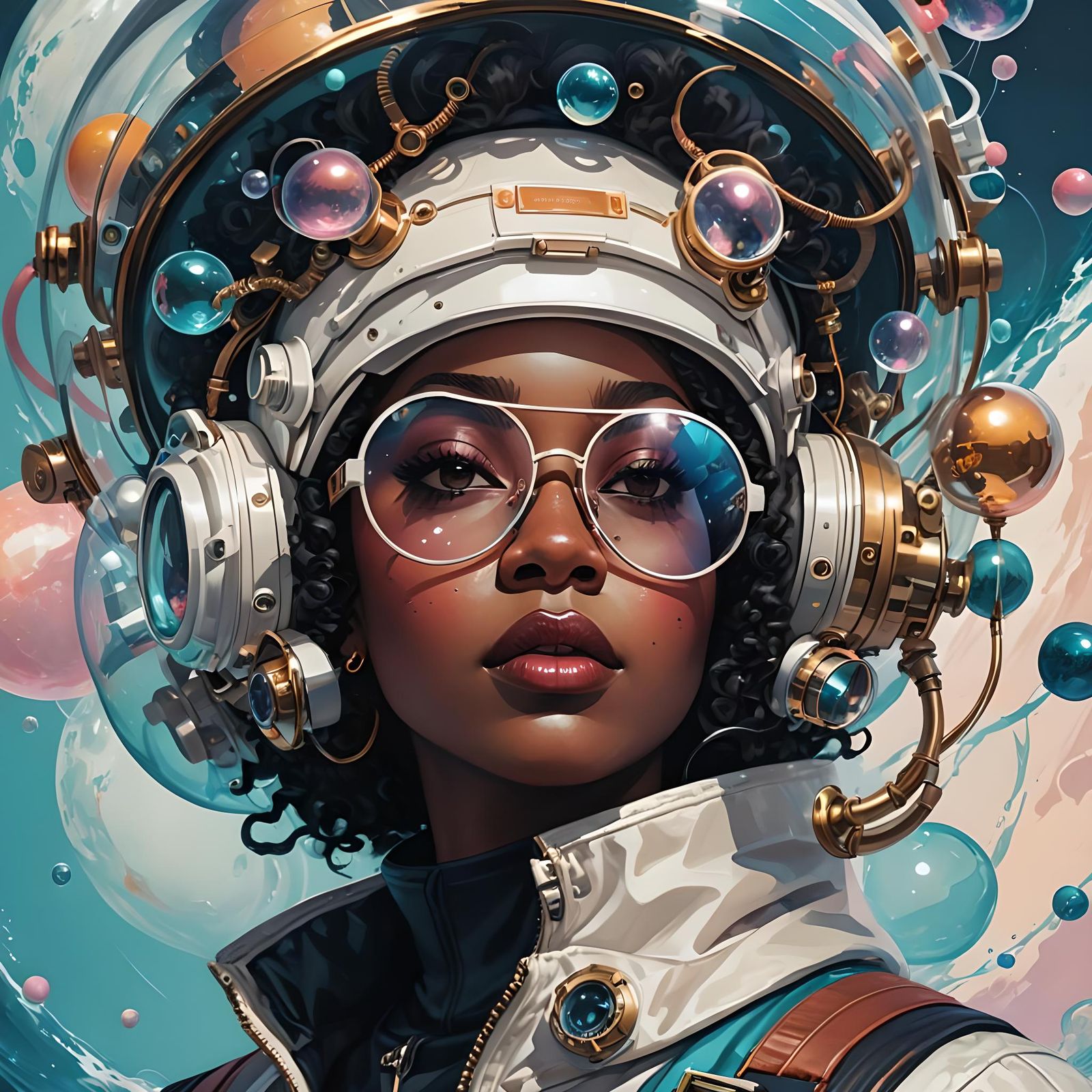 Bubble Head Astronaut in Afrofuturist Digital Art