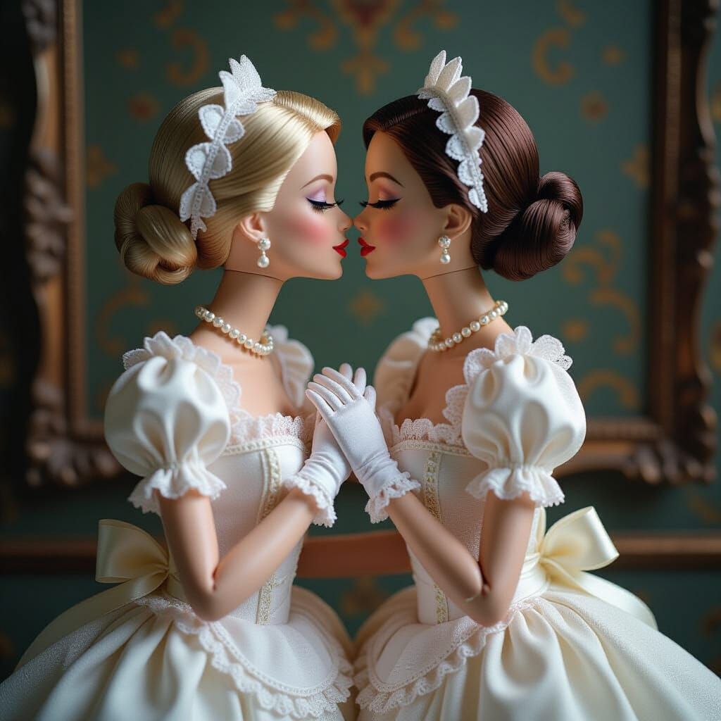 Barbie Dolls' Tender Kiss: A Digital Matte Painting