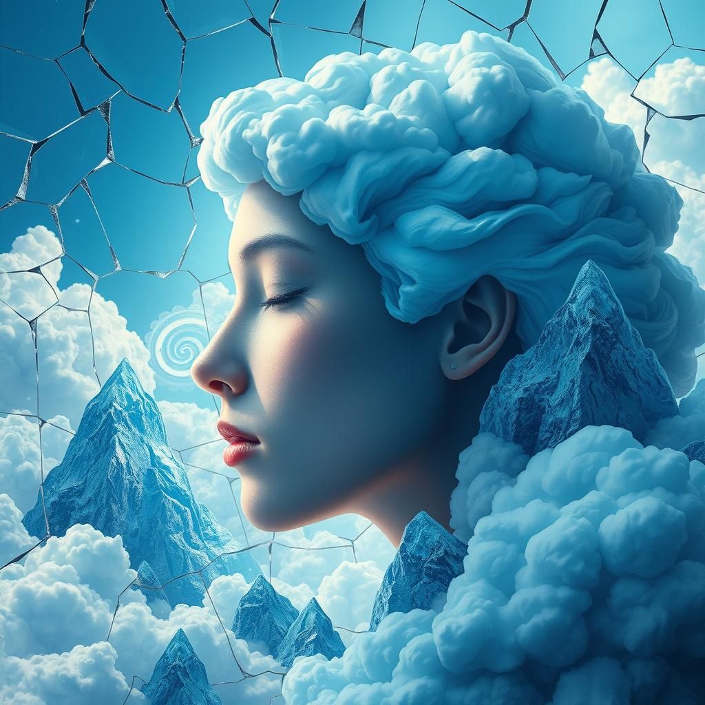 Ethereal Face Merges with Dreamscape in Digital Art