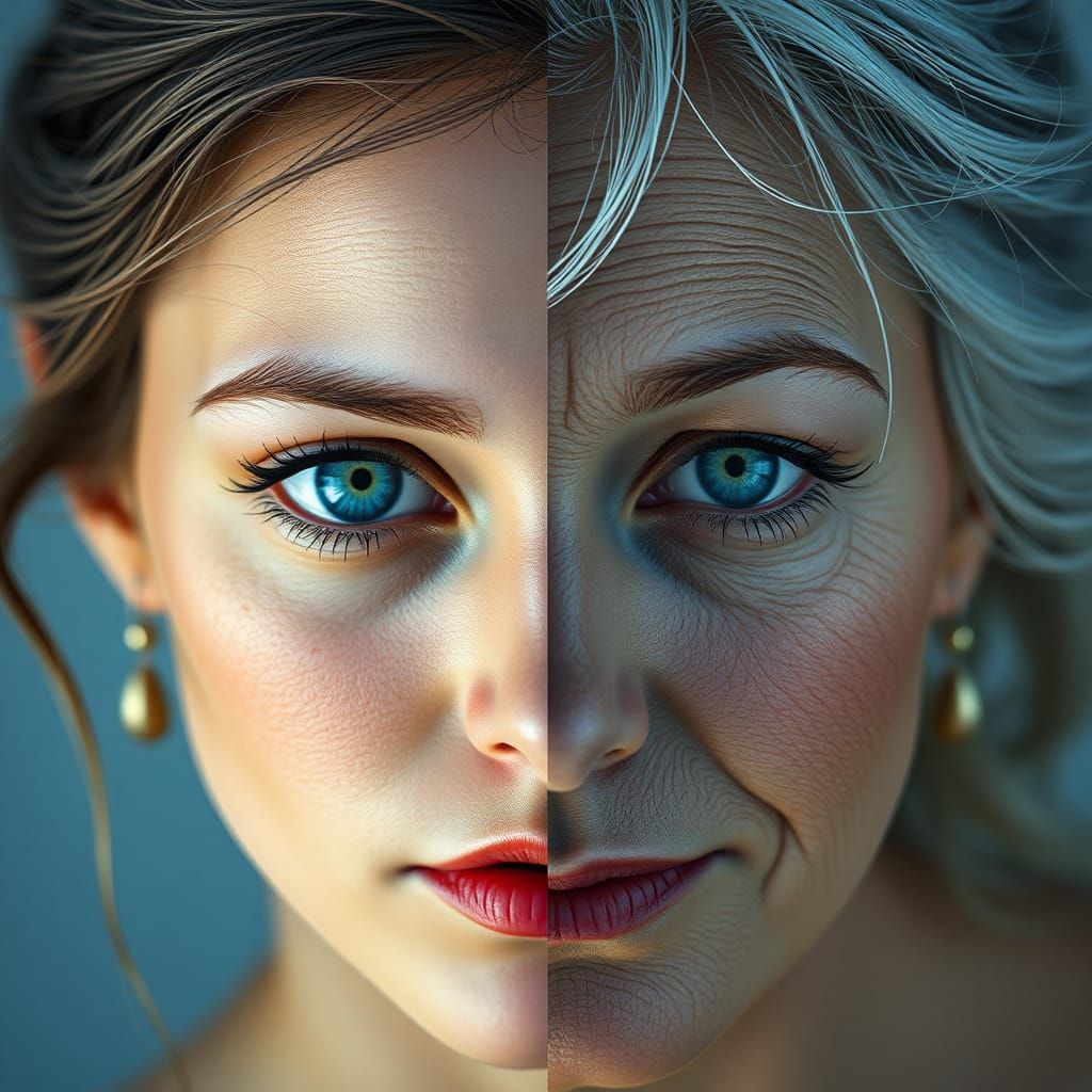 Surreal Portrait: Young and Mature Woman Merged