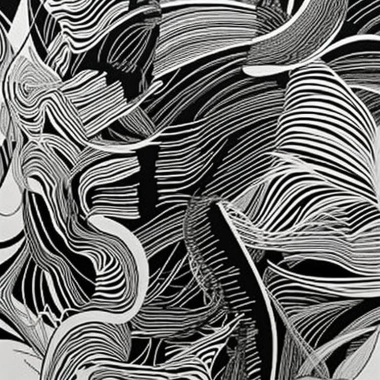 Abstract Pen and Ink Drawing with Silver Thread