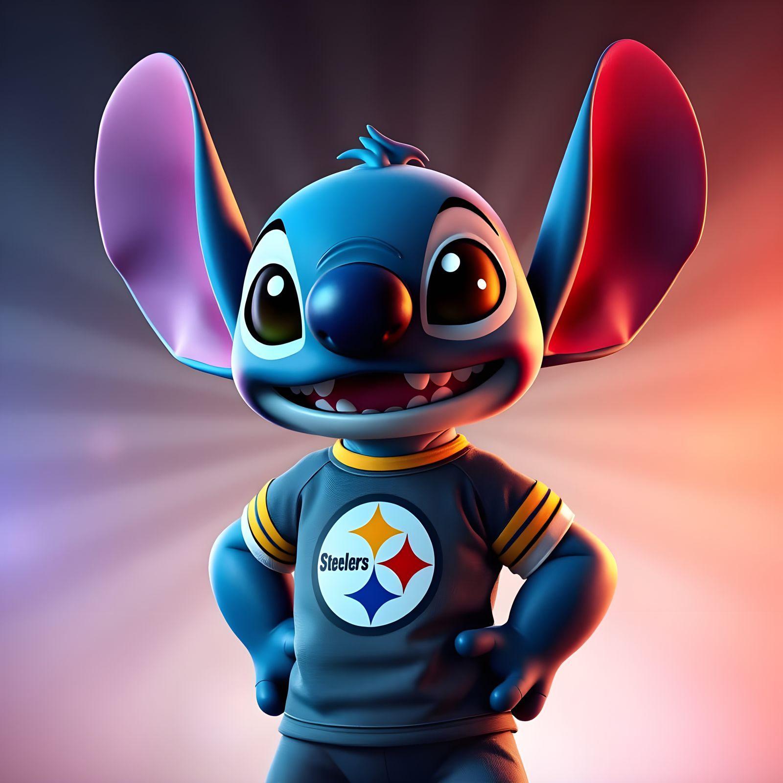 Stitch Wears Steelers Pride in Vibrant Digital Art