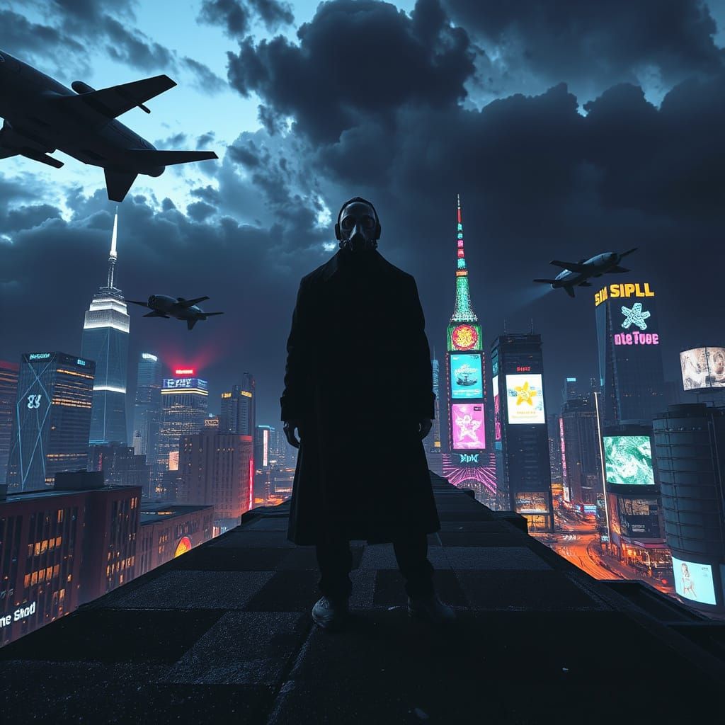 Cyberpunk Cityscape at Dusk: Neon Metropolis