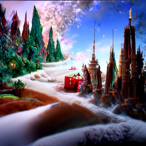 Magical Christmas Landscape in Digital Painting Style
