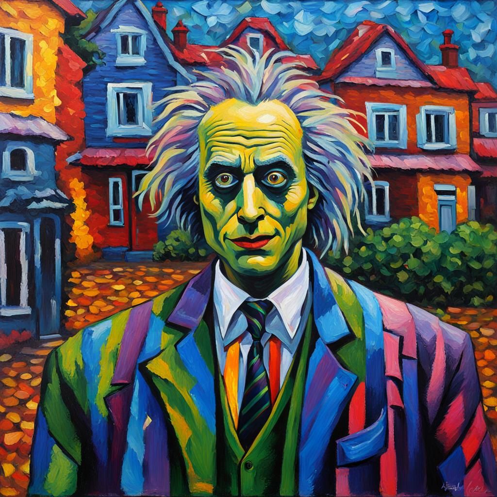 Beetlejuice: Expressionist Oil Painting in Neo-Impressionism...