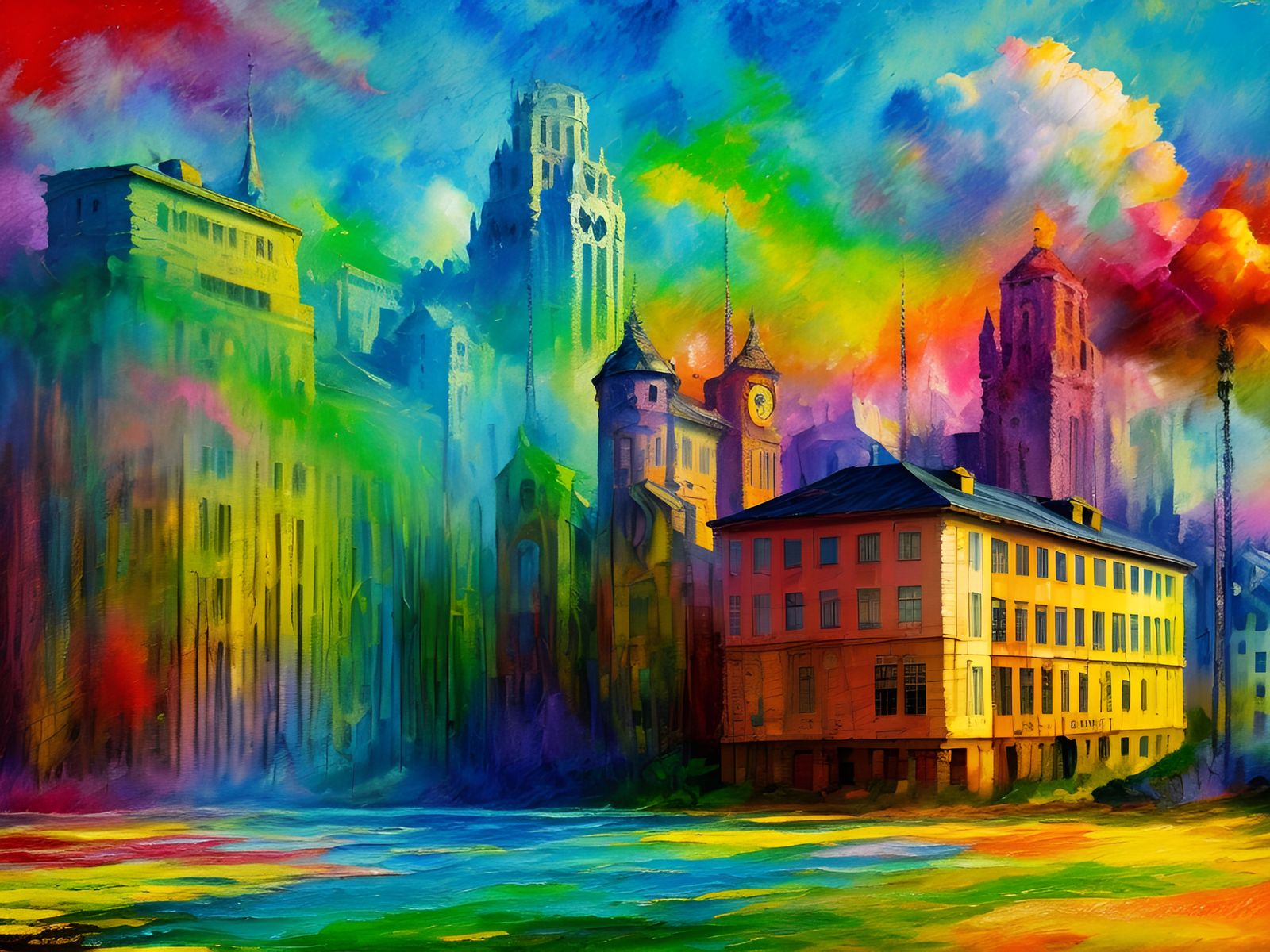 Colorful Impressionist Album Cover in Gouache Style