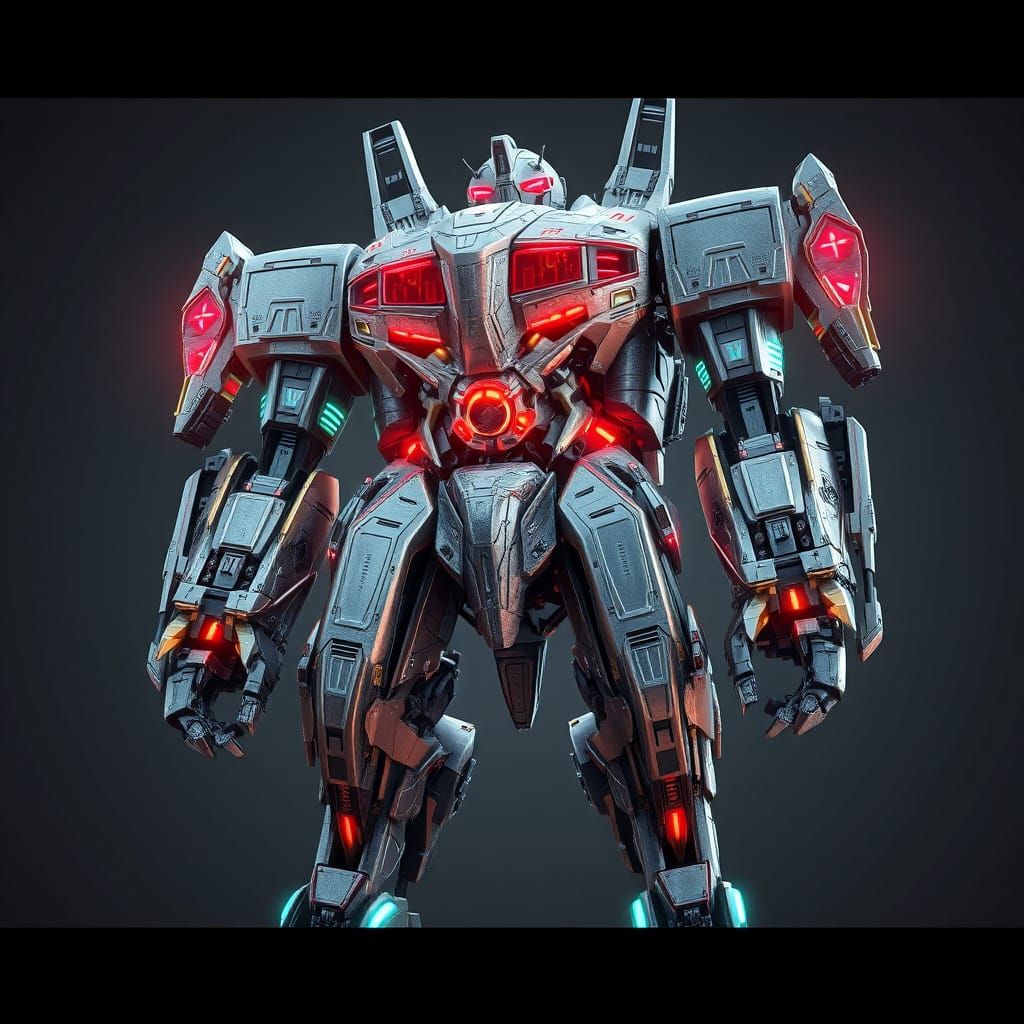 Cyberpunk Jaeger Robot in Anime-Inspired 3D Concept Art