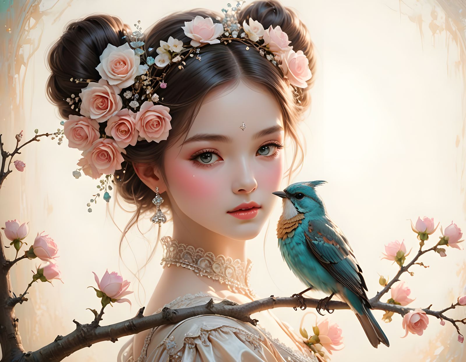 Victorian Heart in Pastel Colors as Surrealist Painting