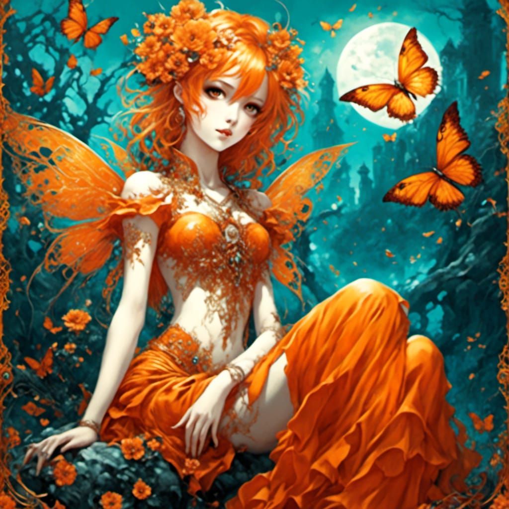 Manga Bishojo Orange Fairy in Anime Style